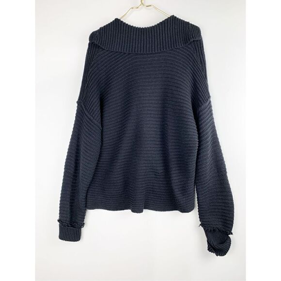 Free People Women's Marlie Ribbed Knit Pullover Sweater Black Size XS - Picture 9 of 9